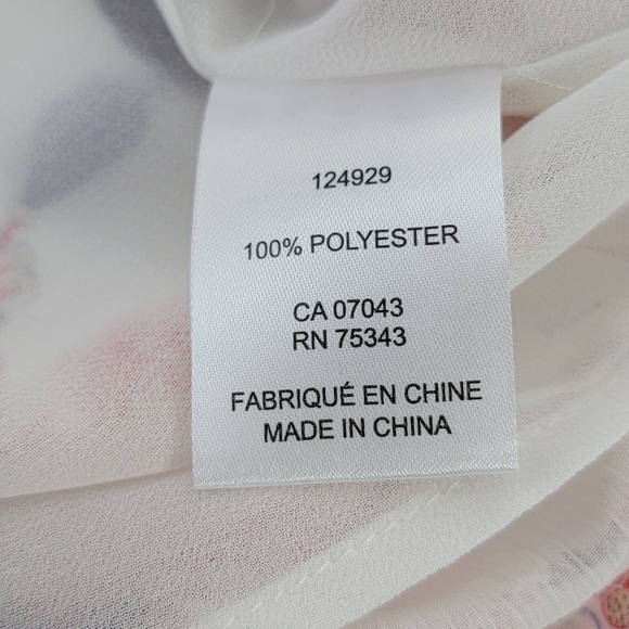 Rachel Zoe Muti Color Floral Bohemian Chic Chiffon Short Sleeve Blouse  L NEW - Picture 12 of 14